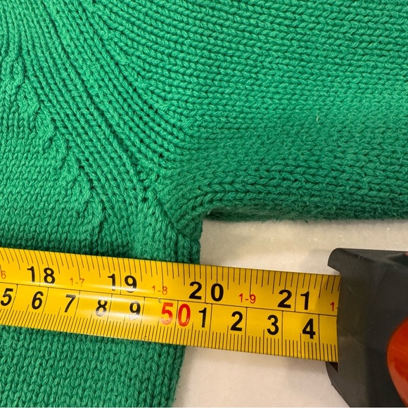 Evan Picone Cable Knit Boat Neck Sweater 100% Cotton Green Size Small - Picture 5 of 9